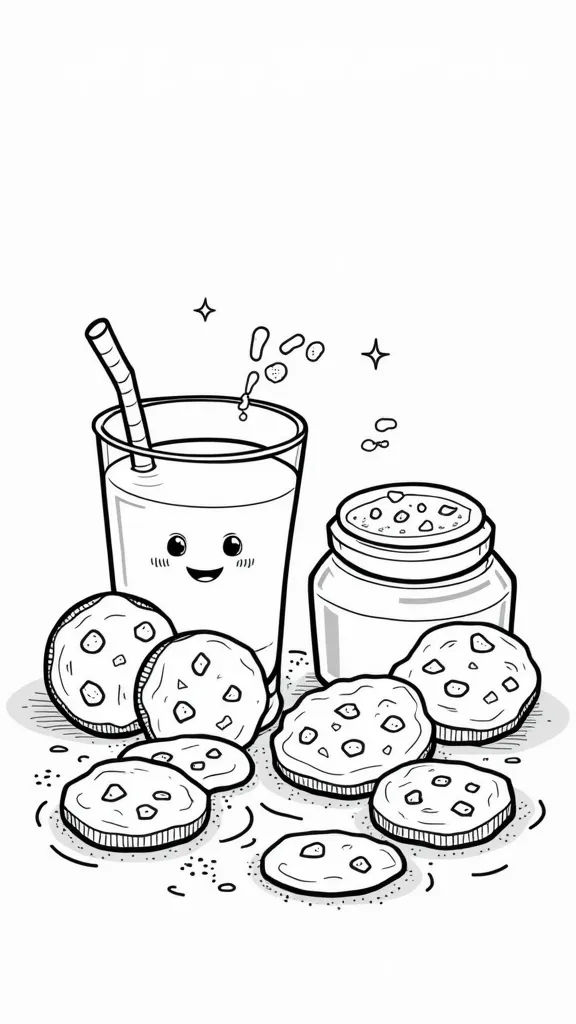 milk and cookies coloring pages